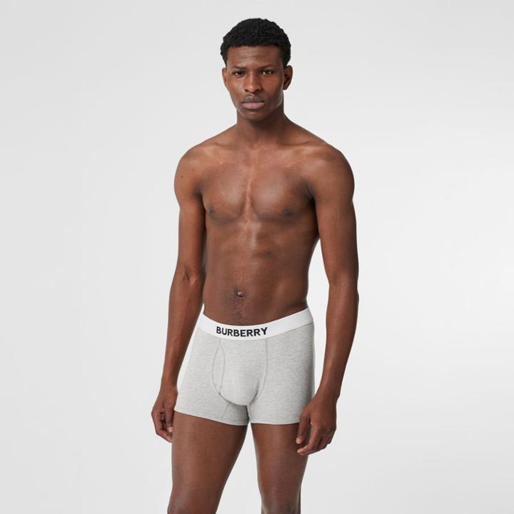 Burberry Burberry Logo Detail Stretch Cotton Boxer Shorts, Size: M, Grey