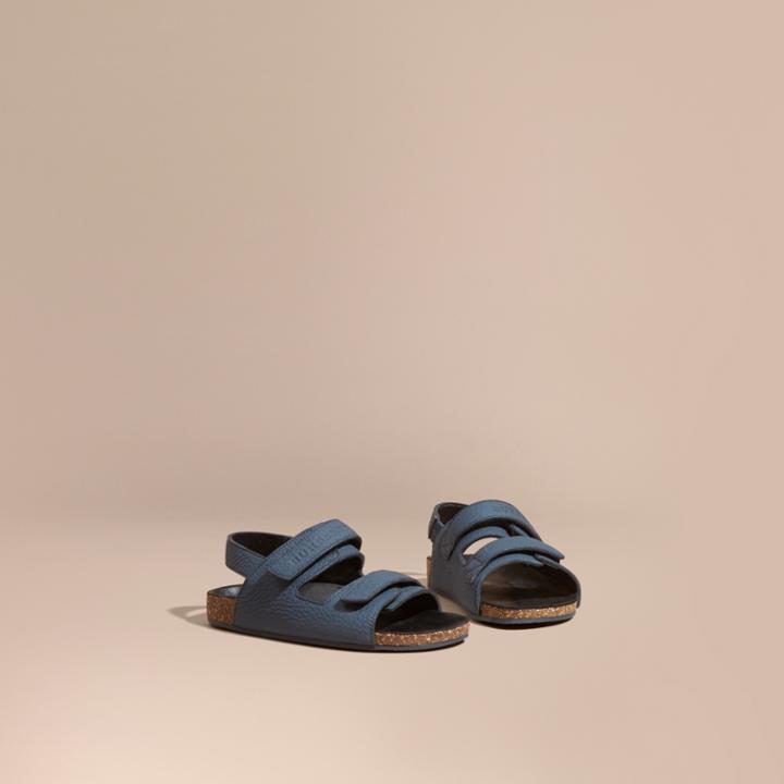 Burberry Burberry Cork Sole Leather Sandals, Size: 32, Blue