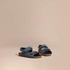 Burberry Burberry Cork Sole Leather Sandals, Size: 32, Blue