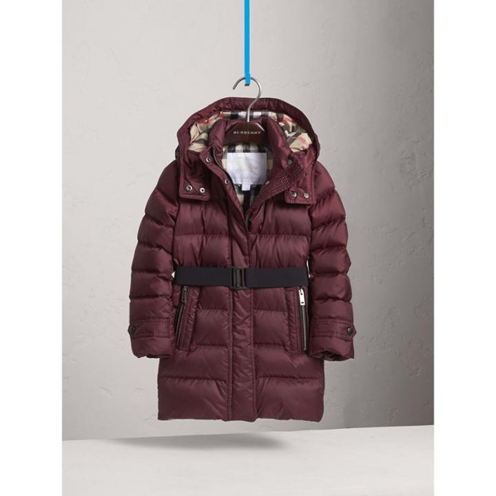 Burberry Burberry Detachable Hood Down-filled Coat, Size: 10y, Purple