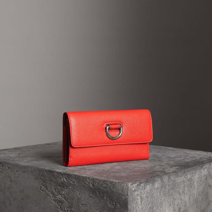 Burberry Burberry D-ring Grainy Leather Continental Wallet, Red
