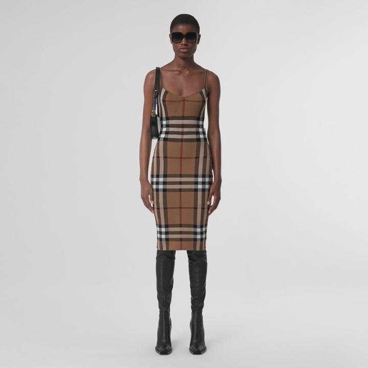 Burberry Burberry Check Cotton Silk Blend Jacquard Skirt, Size: M