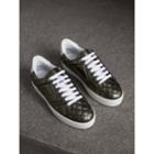 Burberry Burberry Metallic Check-quilted Leather Trainers, Size: 37, Grey