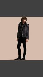 Burberry Hooded Waxed Cotton Linen Jacket With Detachable Warmer