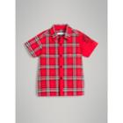Burberry Burberry Short-sleeve Archive Logo Detail Check Cotton Shirt, Size: 14y, Red