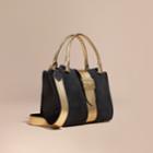 Burberry Burberry The Medium Buckle Tote In Suede And Snakeskin, Black