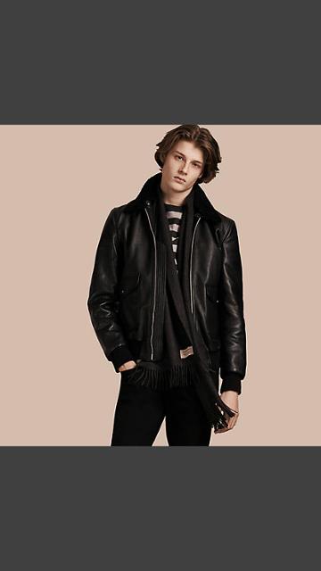 Burberry Brit Leather Jacket With Detachable Shearling Collar