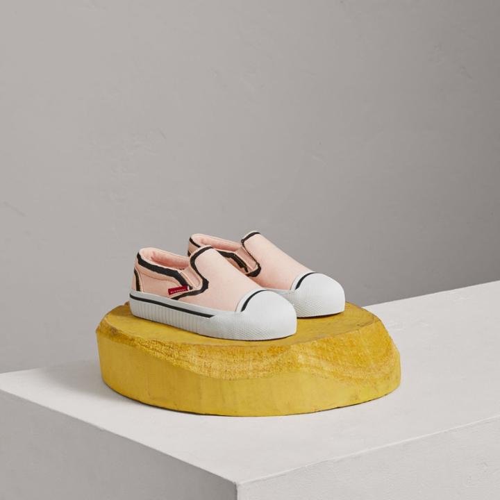 Burberry Burberry Scribble Print Slip-on Sneakers, Size: 28, Pink