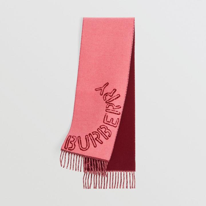 Burberry Burberry Childrens Stencil Logo Wool Cashmere Jacquard Scarf, Size: Os, Pink