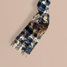 Burberry Burberry Reversible Floral Print And Check Cashmere Scarf, Blue