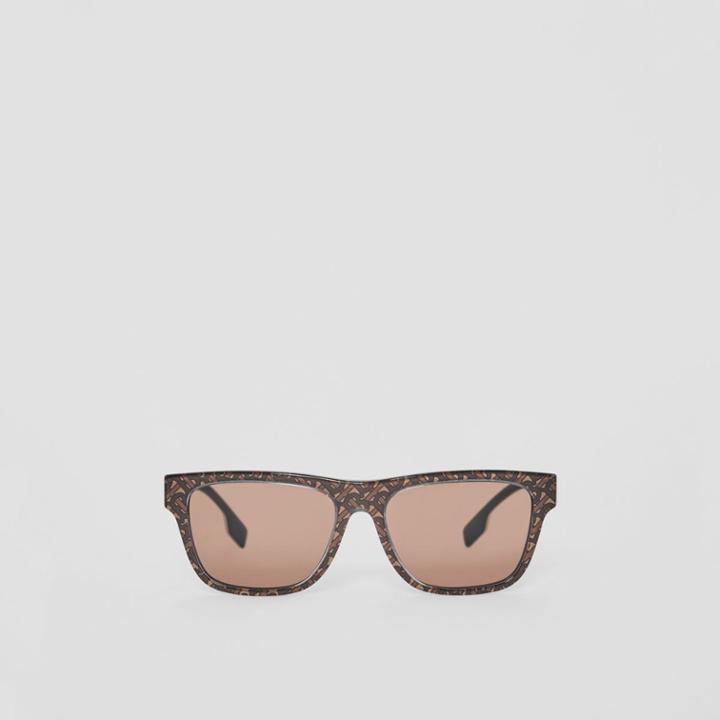 Burberry Burberry Monogram Stripe Square Frame Sunglasses, Honey