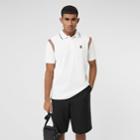 Burberry Burberry Icon Stripe Trim Monogram Motif Cotton Polo Shirt, White