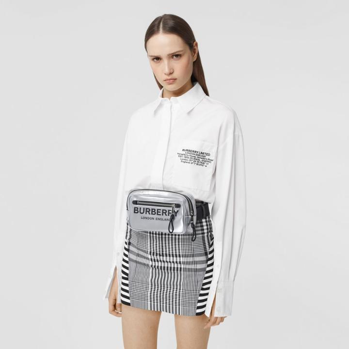 Burberry Burberry Location Print Cotton Poplin Oversized Shirt, Size: 08, White