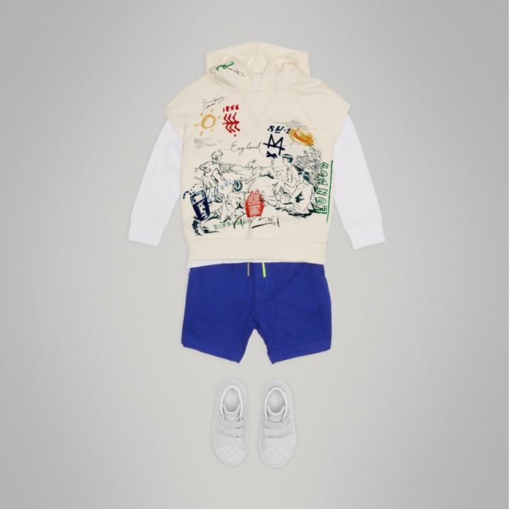 Burberry Burberry Adventure Print Cotton Sleeveless Hoodie, Size: 8y, White