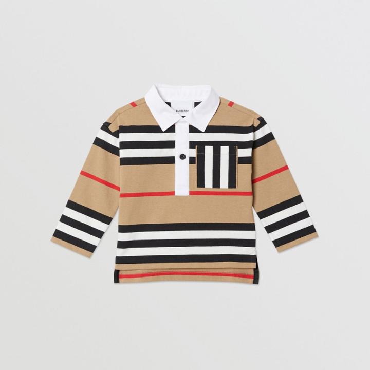 Burberry Burberry Childrens Long-sleeve Icon Stripe Cotton Top, Size: 2y, Beige