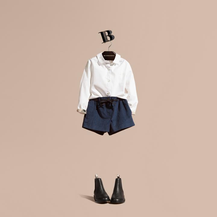 Burberry Burberry Peter Pan Collar Stretch Cotton Shirt, Size: 12y, White