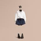 Burberry Burberry Peter Pan Collar Stretch Cotton Shirt, Size: 12y, White