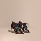 Burberry Burberry Buckle Detail Leather And Snakeskin Cut-out Ankle Boots, Size: 37, Red
