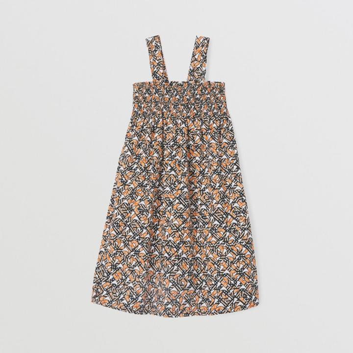 Burberry Burberry Childrens Monogram Print Stretch Cotton Smock Dress, Size: 10y