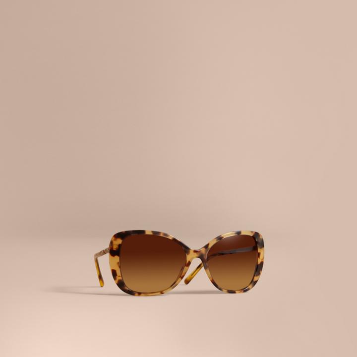 Burberry Burberry Check Detail Butterfly Frame Sunglasses, Yellow