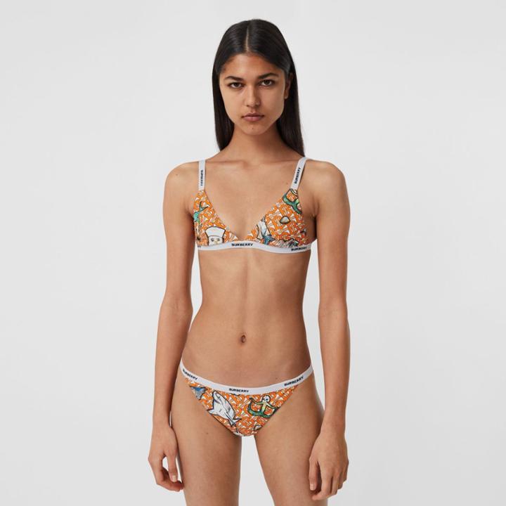 Burberry Burberry Monogram And Marine Print Triangle Bikini, Size: S