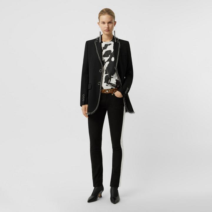 Burberry Burberry Ring-pierced Wool Tailored Jacket, Size: 00, Black