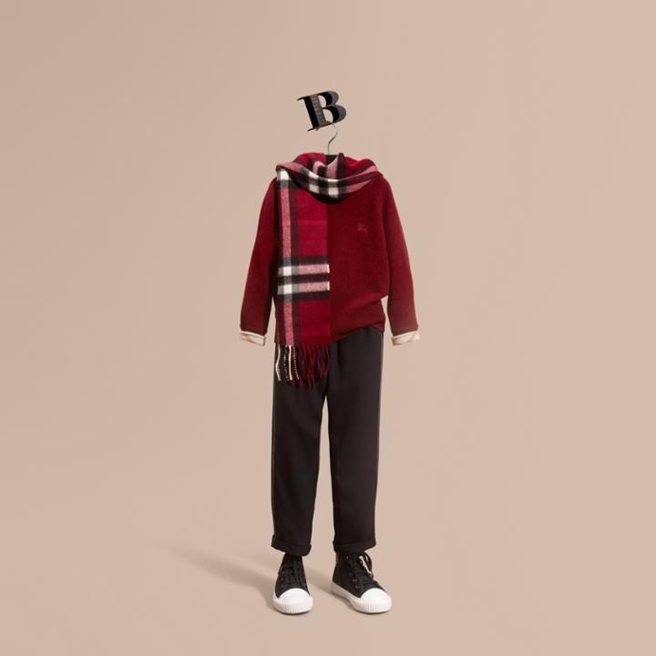 Burberry Burberry Check Cuff Cashmere Sweater, Size: 12y, Red