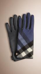 Burberry Leather And Check Cashmere Gloves
