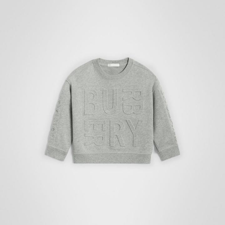 Burberry Burberry Childrens Embossed Logo Cotton Sweatshirt, Size: 4y, Grey