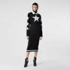 Burberry Burberry Long-sleeve Star Motif Cotton Piqu Polo Shirt Dress, Black