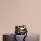 Burberry The Mini Square Buckle Bag In Calfskin, Snakeskin And Velvet