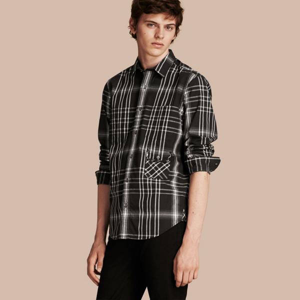Burberry Check Cotton, Linen And Silk Shirt