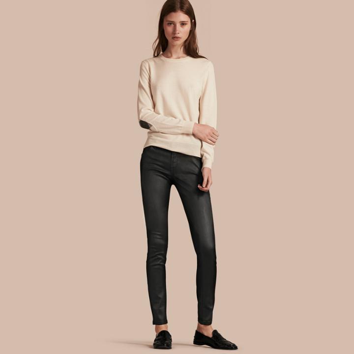 Burberry Burberry Skinny Fit Low-rise Wax Coated Jeans, Size: 26, Black