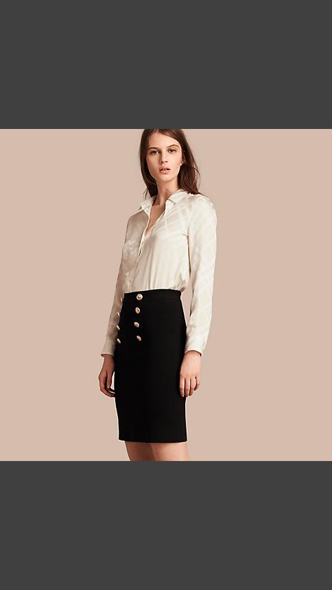 Burberry Stretch Technical Cotton Military Skirt