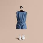 Burberry Burberry Sleeveless Cotton Chambray Playsuit, Size: 6y, Blue