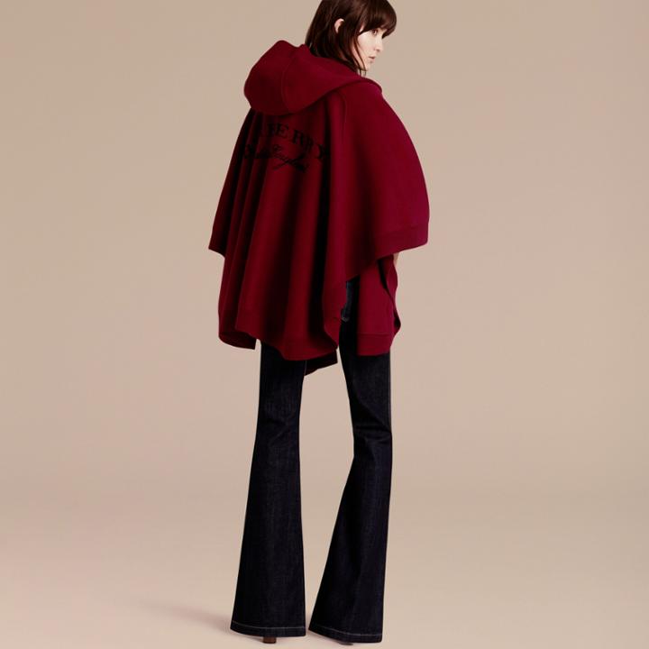 Burberry Burberry Wool Cashmere Blend Hooded Poncho, Brown