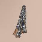 Burberry Burberry British Seaside Print Cotton Cashmere Scarf, Blue