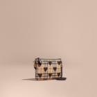 Burberry Burberry Heart Print Check And Leather Clutch Bag, Black