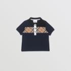 Burberry Burberry Childrens Vintage Check Panel Cotton Polo Shirt, Size: 6m, Blue