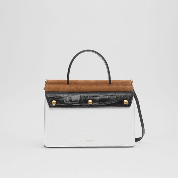 Burberry Burberry Small Deerskin Title Bag With Pocket Detail, Black