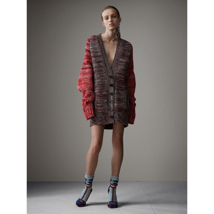 Burberry Burberry Cashmere Wool Blend Moulin Oversized Cardigan, Size: Xl, Red