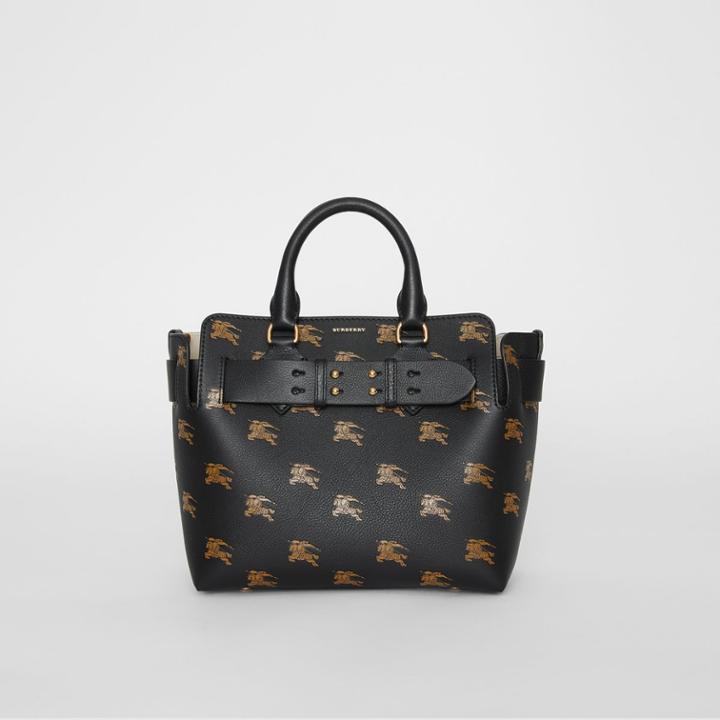 Burberry Burberry The Small Equestrian Knight Leather Belt Bag, Black