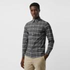 Burberry Burberry Check Stretch Cotton Shirt, Size: M, Grey