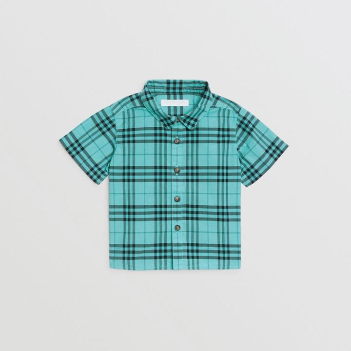Burberry Burberry Childrens Short-sleeve Check Cotton Shirt, Size: 18m, Green