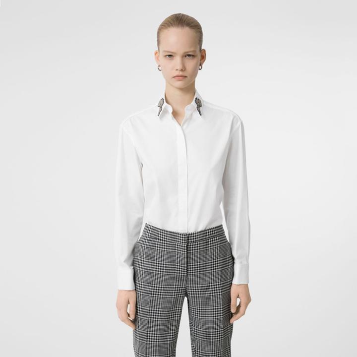 Burberry Burberry Bullion Floral Cotton Twill Shirt, Size: 02, White