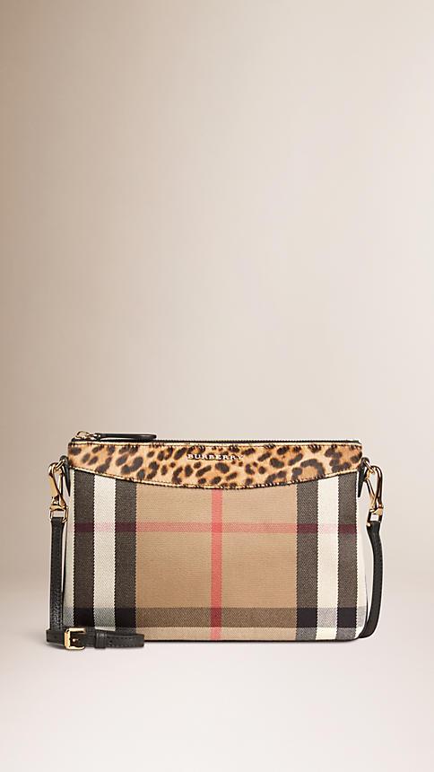Burberry House Check And Calfskin Clutch Bag