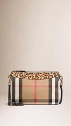 Burberry House Check And Calfskin Clutch Bag