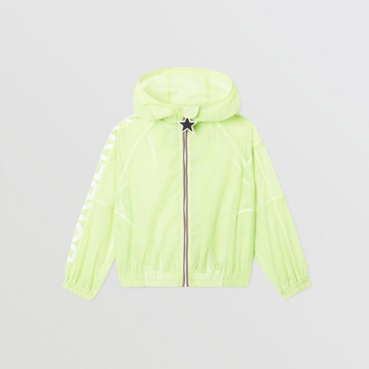 Burberry Burberry Childrens Star Detail Logo Print Lightweight Hooded Jacket, Size: 8y, Green
