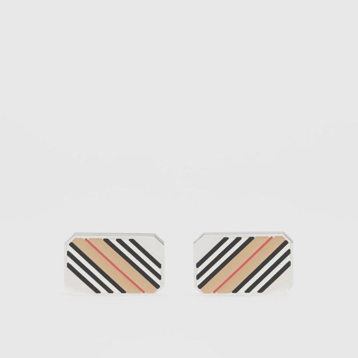 Burberry Burberry Icon Stripe Palladium-plated Cufflinks, Silver