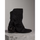 Burberry Burberry Belt Detail Suede Boots, Size: 35, Black